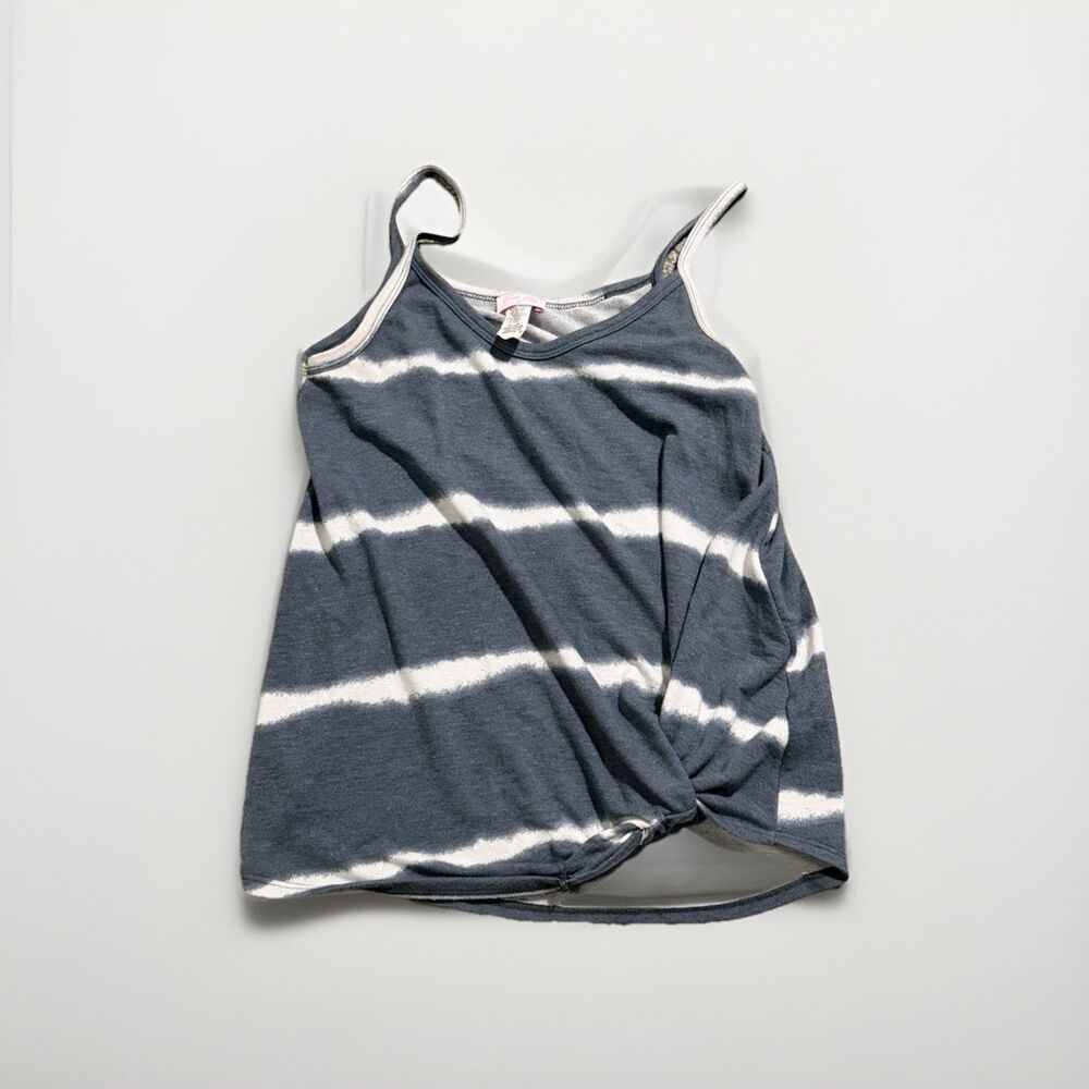 Pink Lily Striped Tank Top Women’s Medium Blue White Tie Front Spaghetti Strap